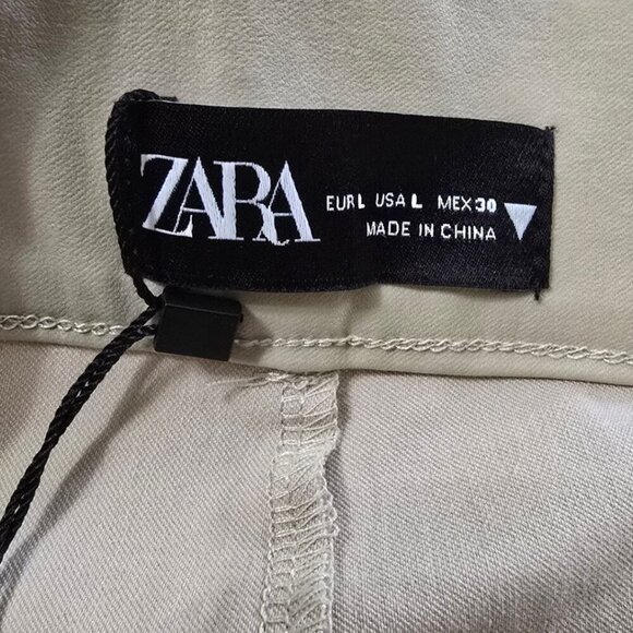 Zara NWT High Rise Bootcut Coated Leggings In Tan Sz L - Picture 7 of 14